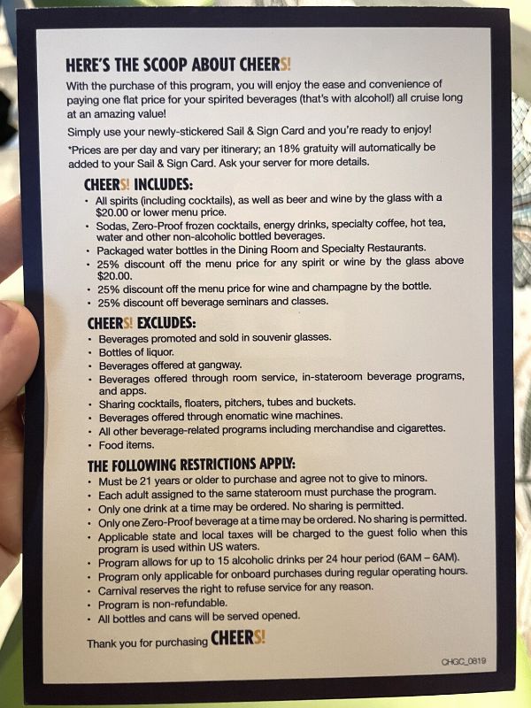 carnival cruise carry on drink policy