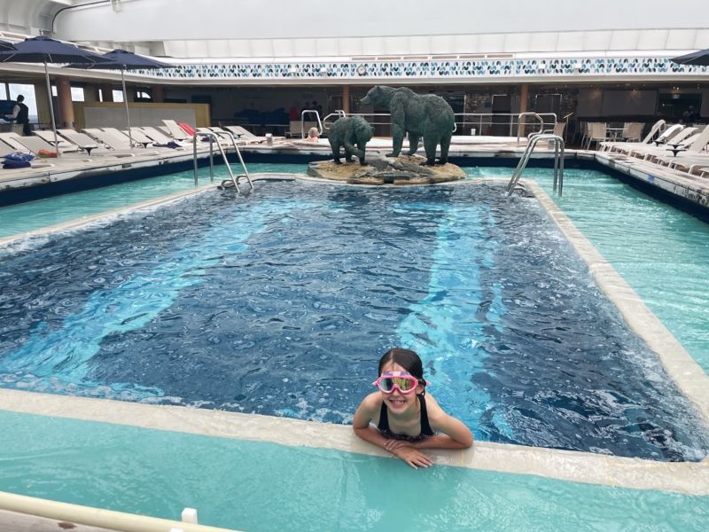 My daughter in the  swimming pool