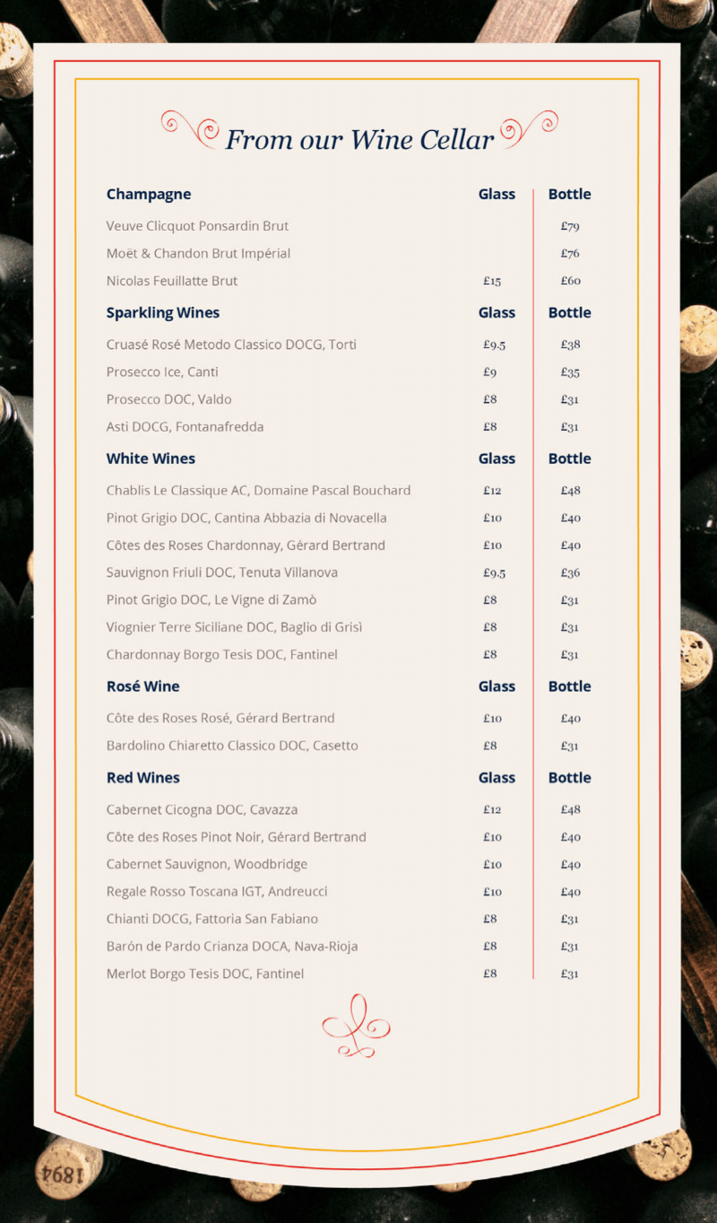 MSC Cruises wine list