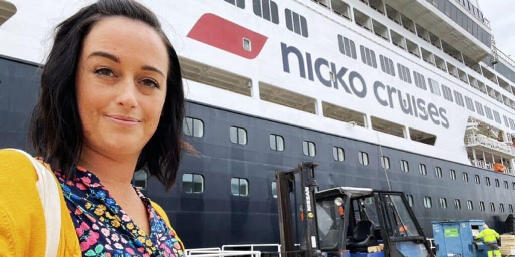 Me with Nicko Cruises ship, Vasco Da Gama