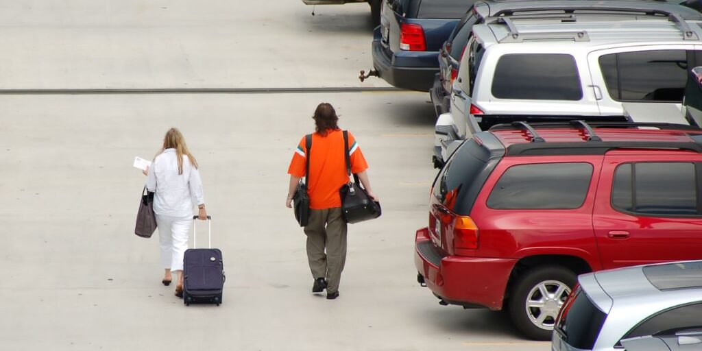 Cruise ship passengers with their luggage