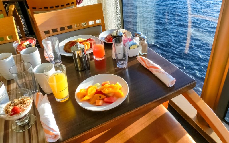 Dining room buffet aboard the luxury cruise ship