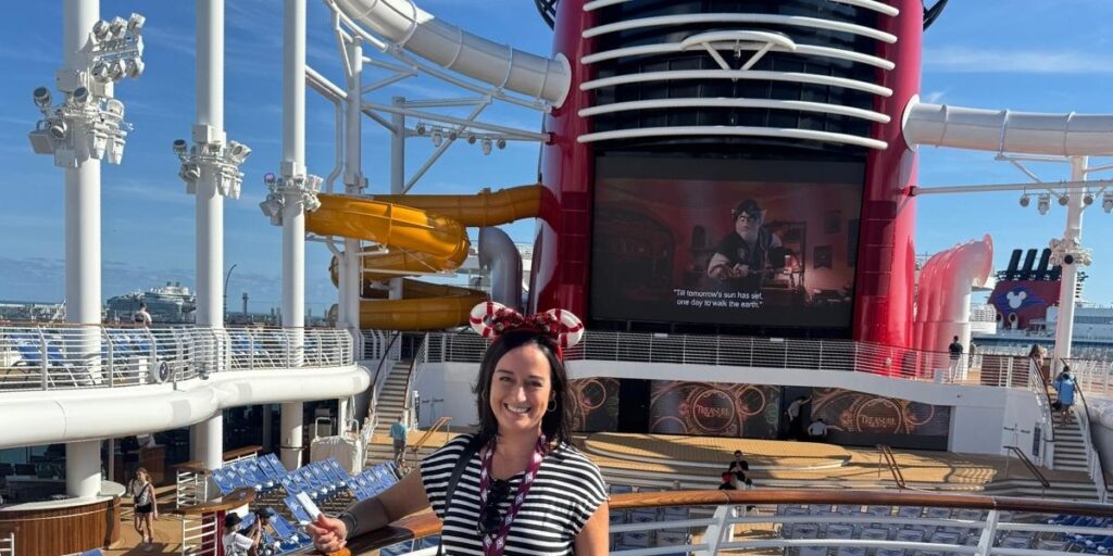 Me with the water slides on the Disney Treasure