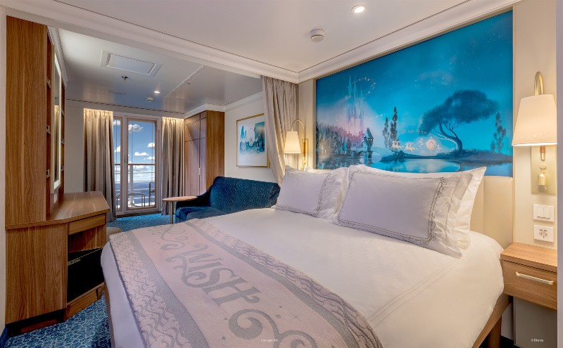 Disney Wish Deluxe Oceanview Stateroom with Verandah