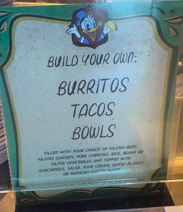 Donald's Cantina Menu