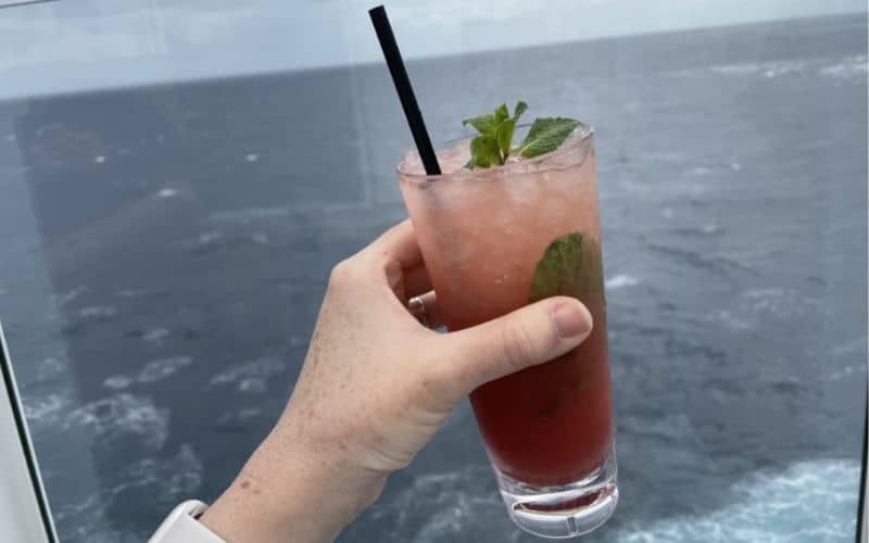 A refreshing drink onboard