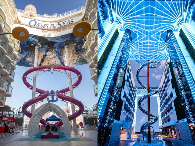 Royal Caribbean's Ultimate Abyss slide and MSC Cruises' Venom Drop slide