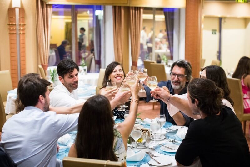 Enjoying drinks on-board