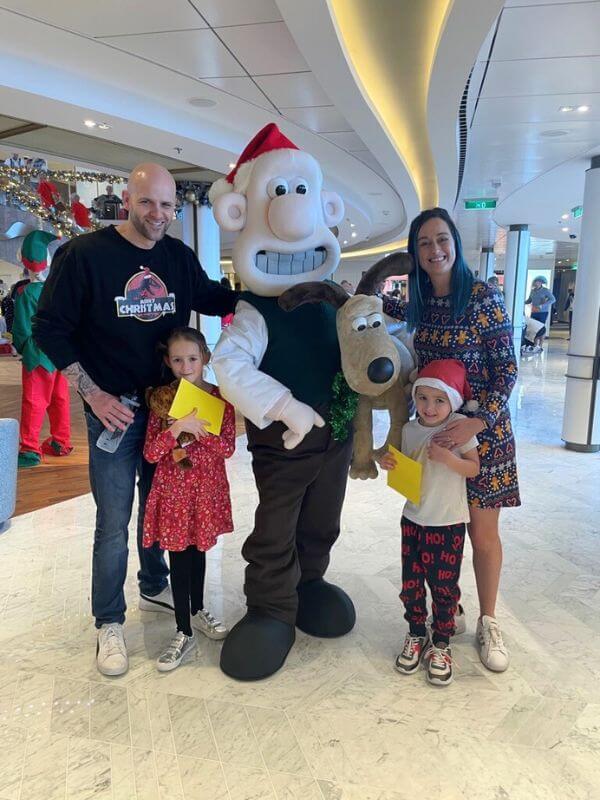 My family Spending Christmas on a Cruise and meeting Wallace and Gromet