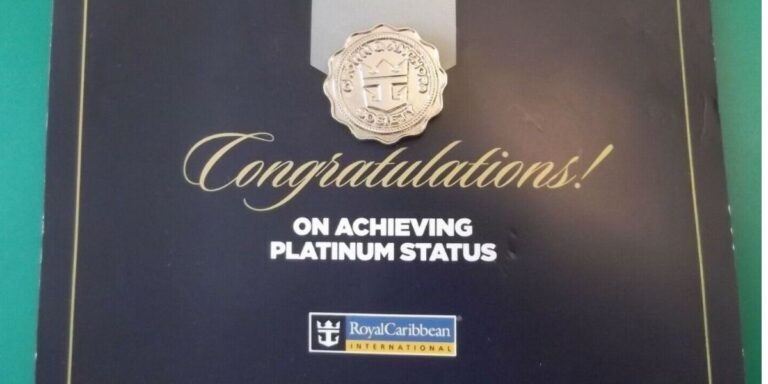 A congratulations certificate on achieving platinum status