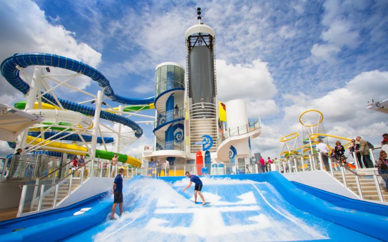 Man surfing on Independence of the Seas' FlowRider