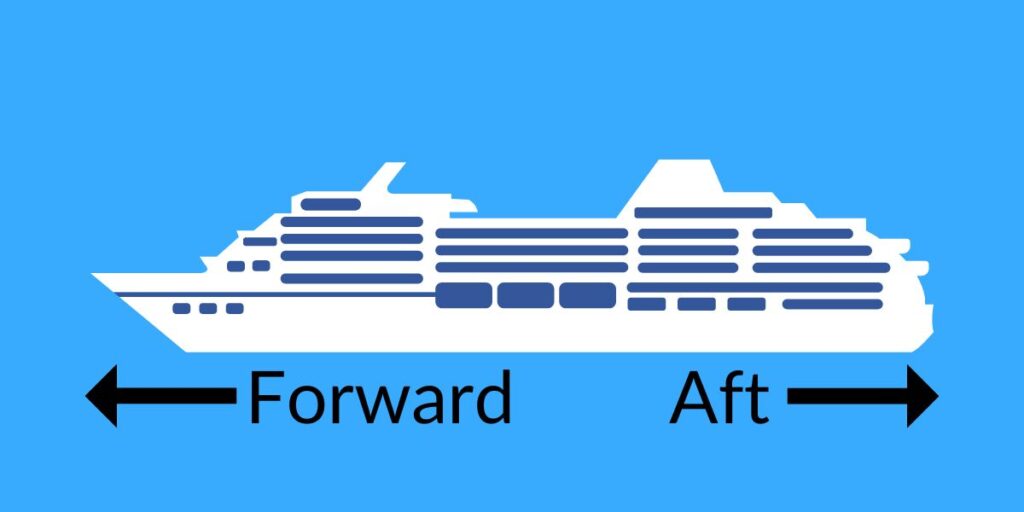 Forward and aft of a cruise ship