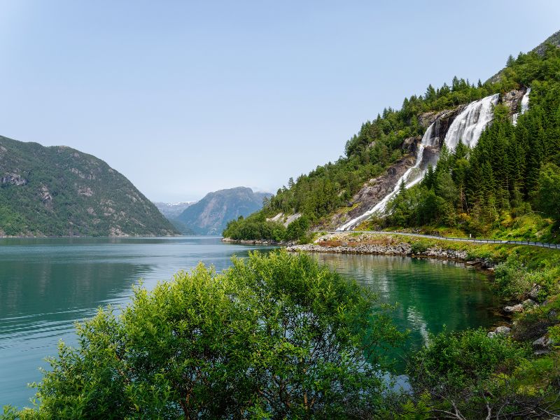 Fureberg Waterfall in Norwegian Fjords