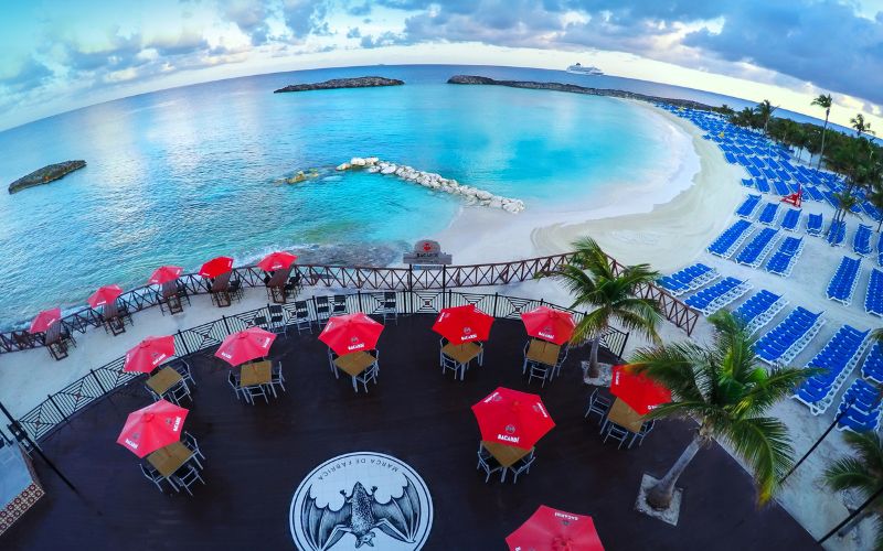 Aerial view of the Bacardi Bar at Great Stirrup Cay