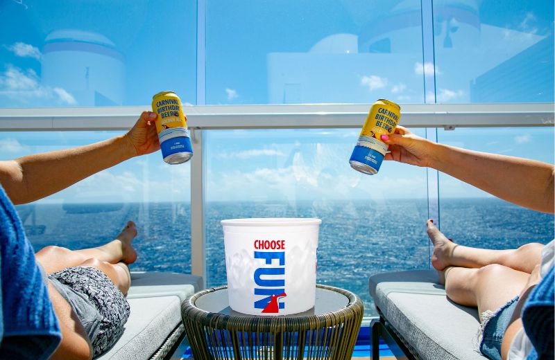 Guests drinking beer on Carnival cruise