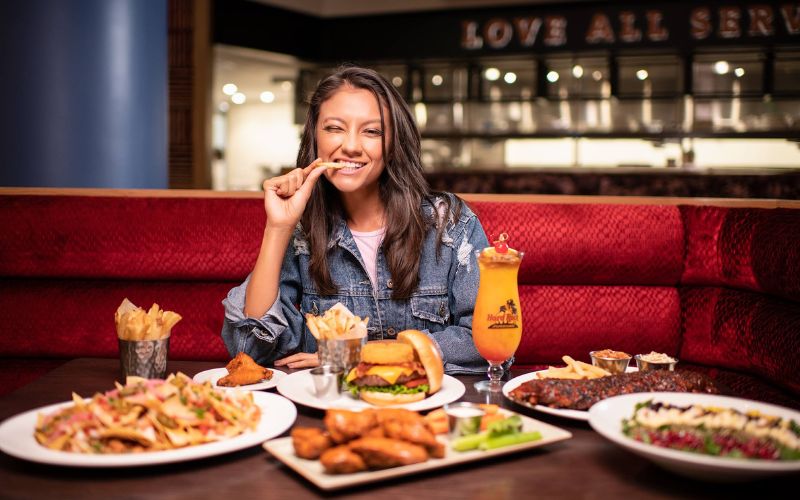 Woman dining at Hard Rock Cafe