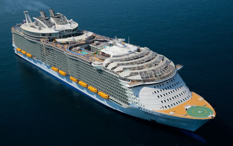 Aerial shot of the world's largest cruise ship, Harmony of the Seas