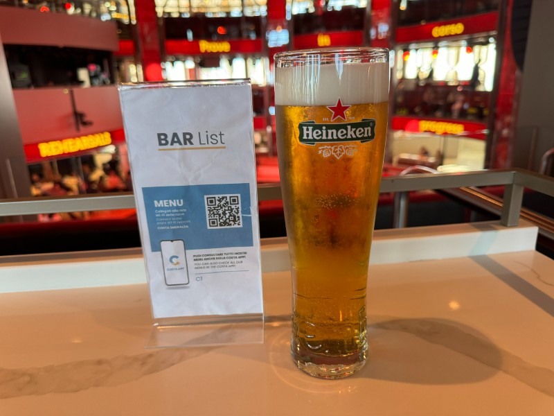 Heineken beer on Costa Cruise