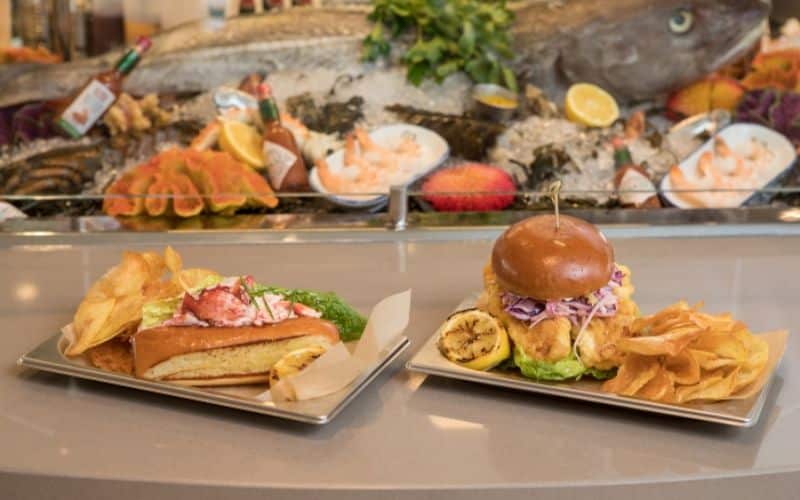 Chips and burgers by Hooked Seafood