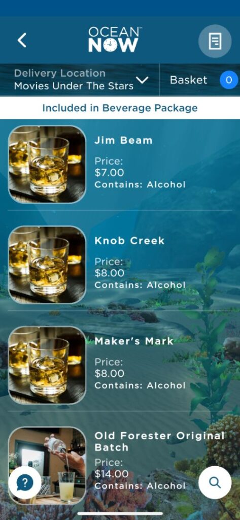 Princess Cruises Whiskey Menu (2022)