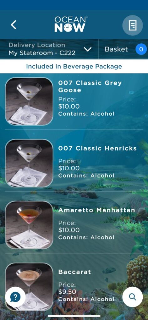 Princess Cruises Cocktail Menu (2022)