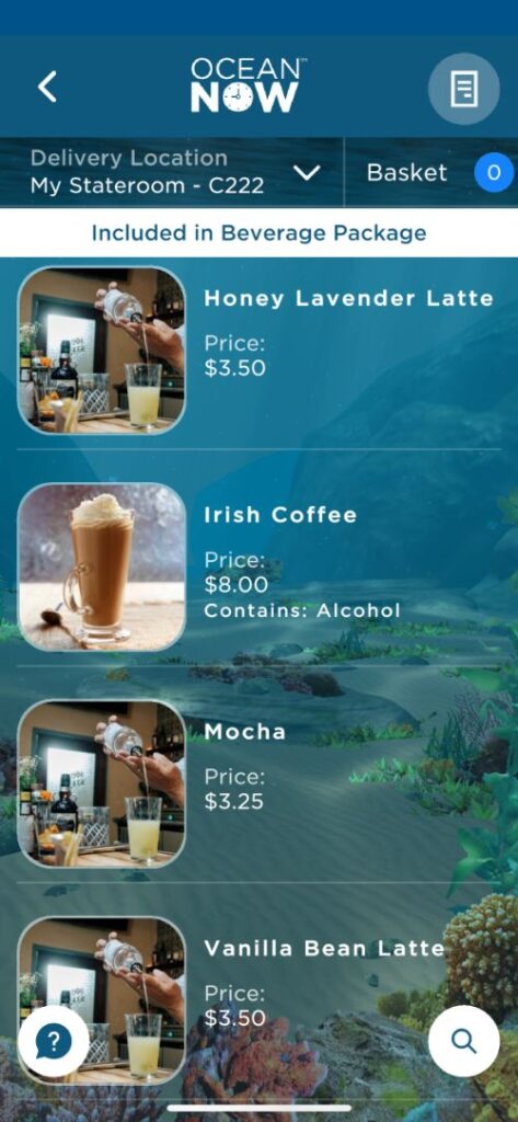 Princess Cruises Coffee Menu (2022)