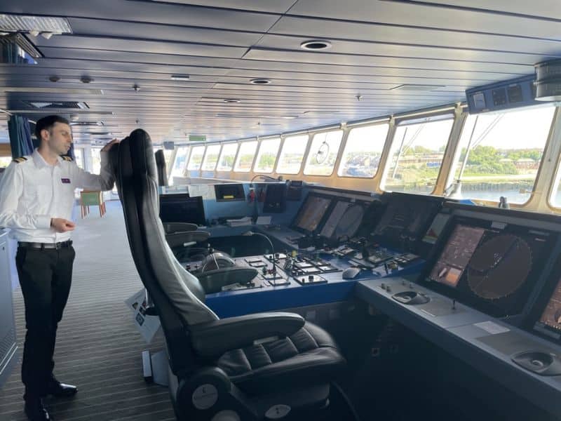 Inside cruise ship bridge