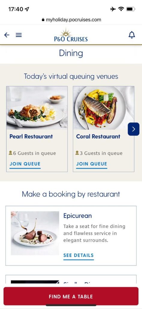 Iona MyHoliday app book restaurants on phone