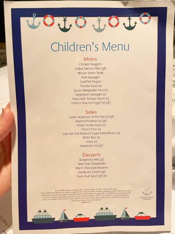 Iona kids menu