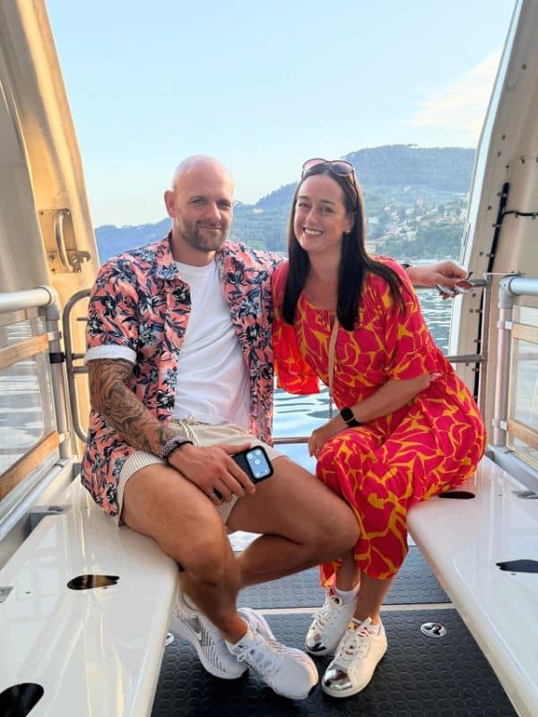 Jenni and Matt on tender boat