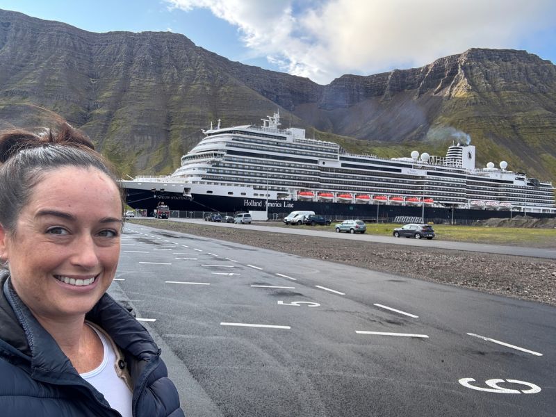 Jenni with Holland America ship