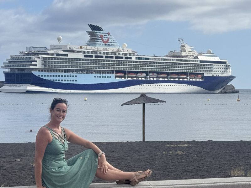 Jenni with Marella ship in background