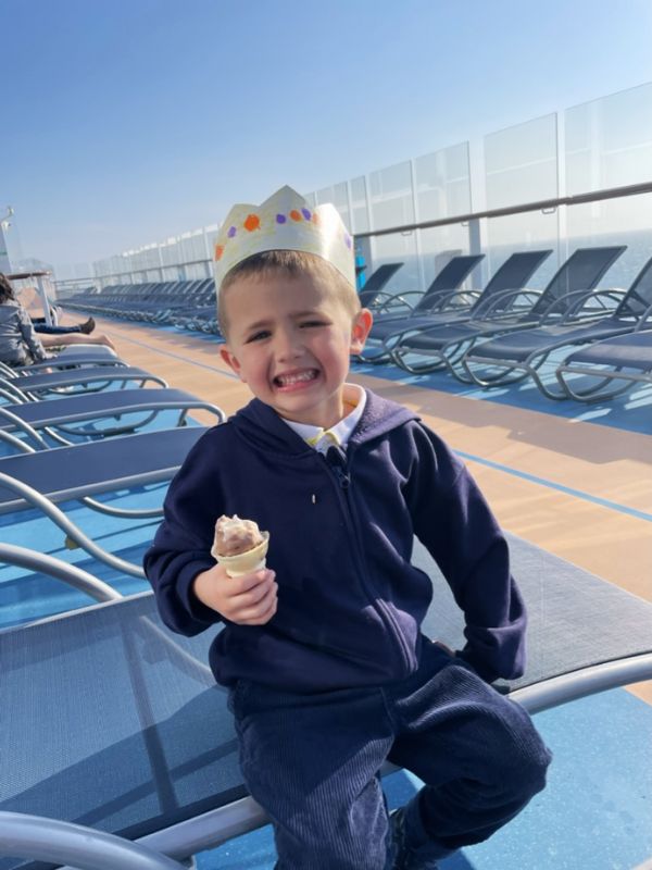 My son eating ice cream on a Royal Caribbean cruise