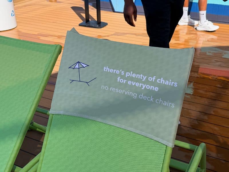 Lounger signage on Legend of the Seas