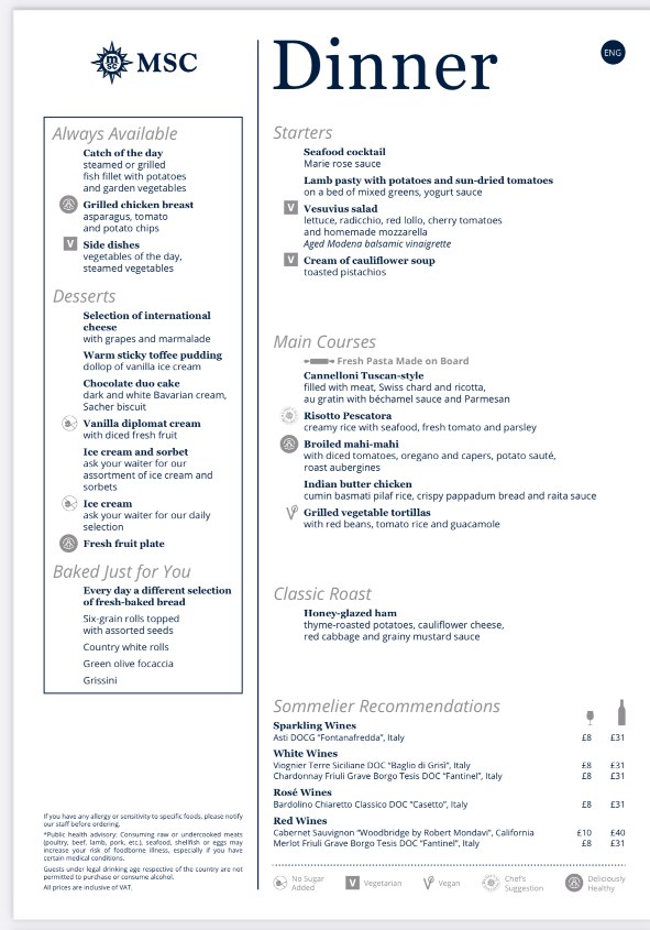 sushi cruise menu
