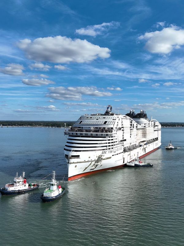 MSC World Atlantic being floated out