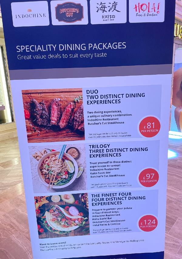 MSC Virtuosa specialty dining packages