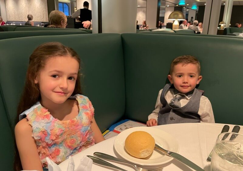P&O Cruises formal night in main dining room with kids