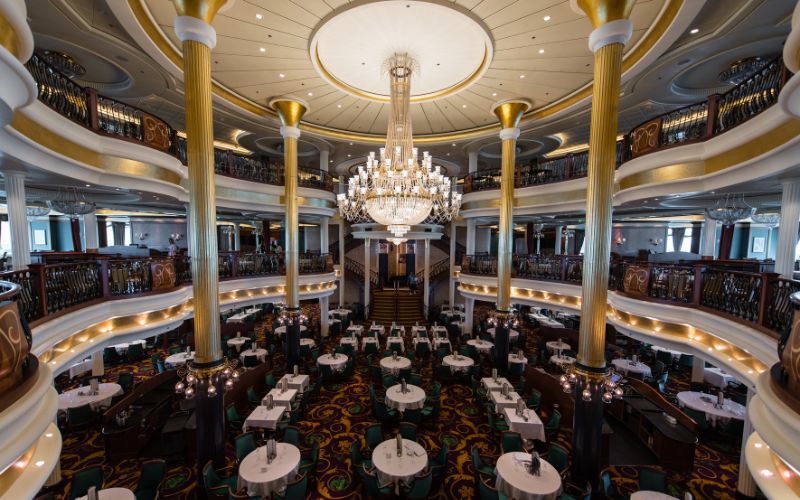 Main dining room of a cruise ship