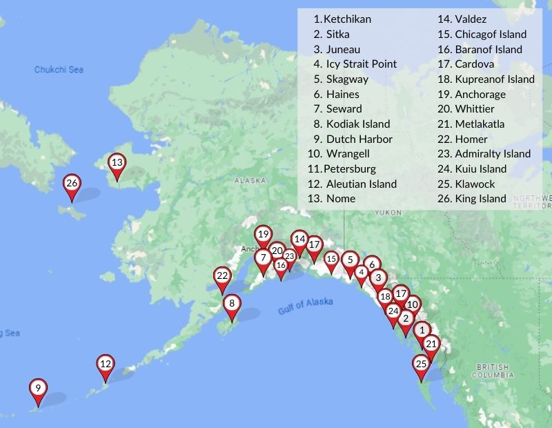 Map of Alaska Cruise Ports