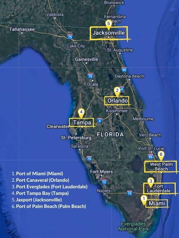 how far is jacksonville cruise port from airport