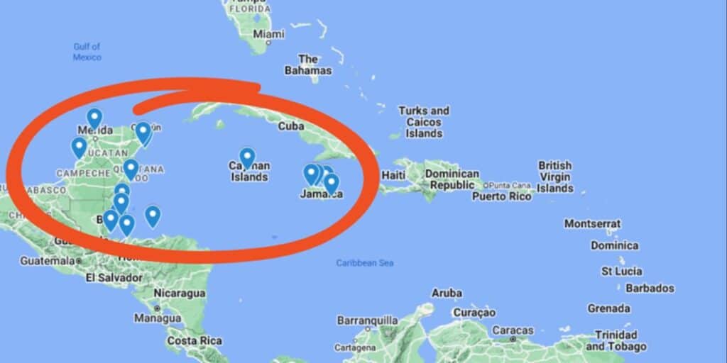 Map of Western Caribbean Cruise Ports