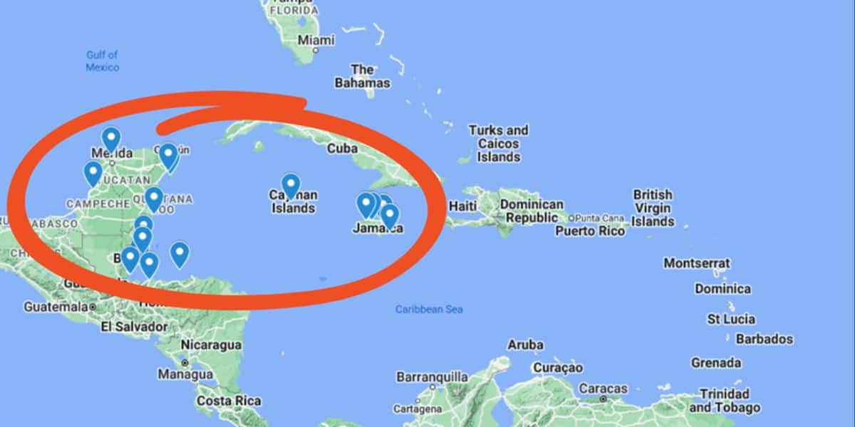 Map of Western Caribbean Cruise Ports