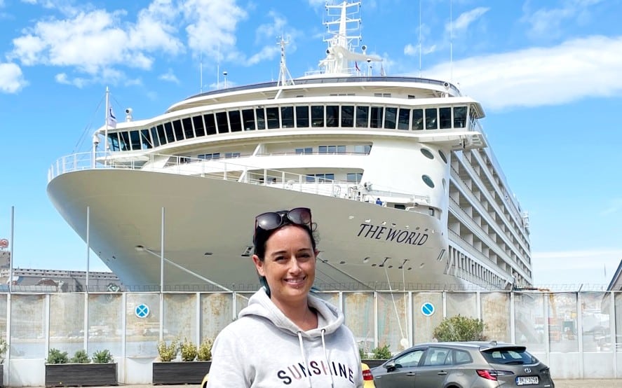 Me with The World cruise ship