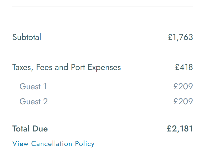 NCL Port Fees and Taxes