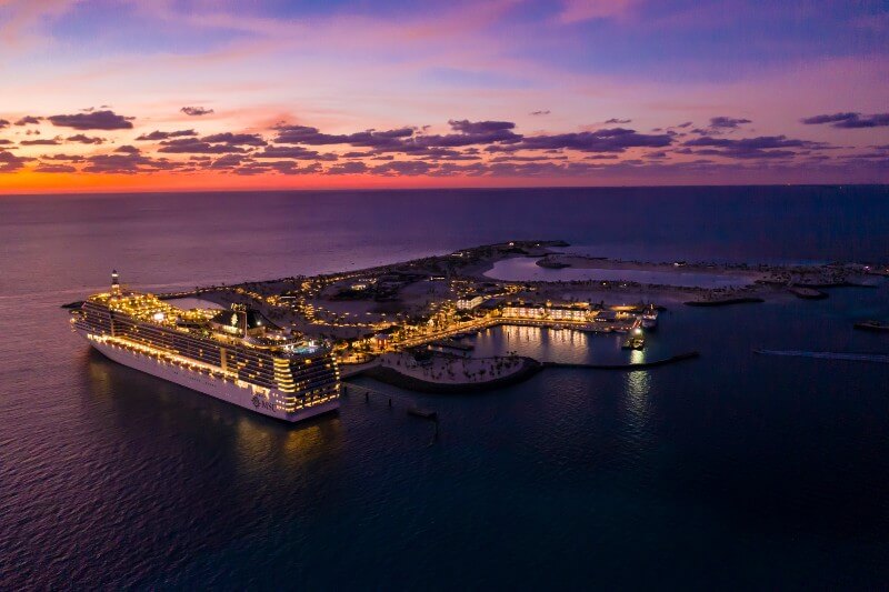 View of the Ocean Cay at night