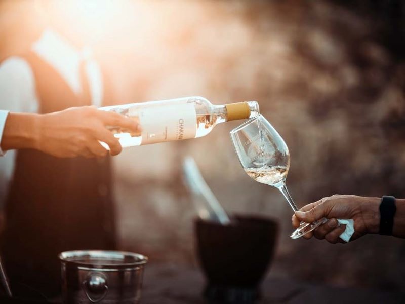 Wine served on a cruise