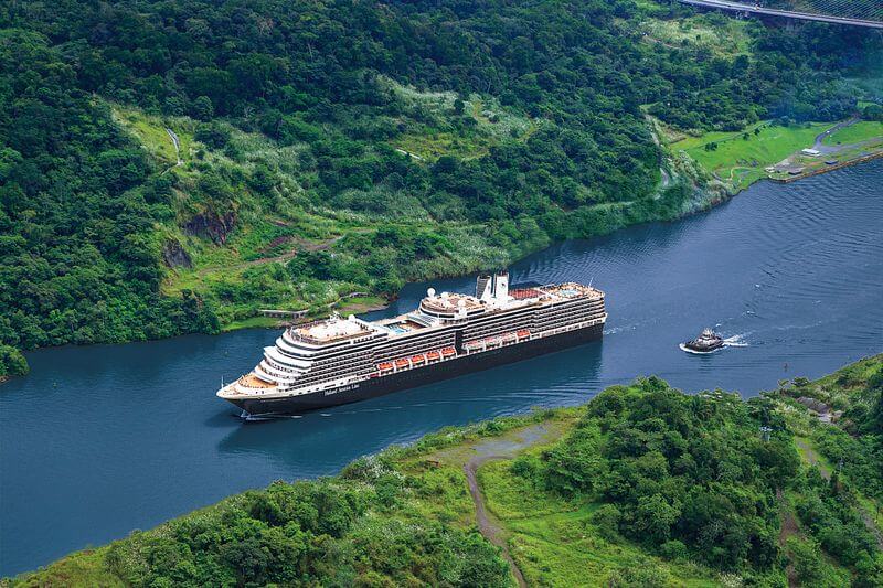Holland America Line ship in the Panama Canal