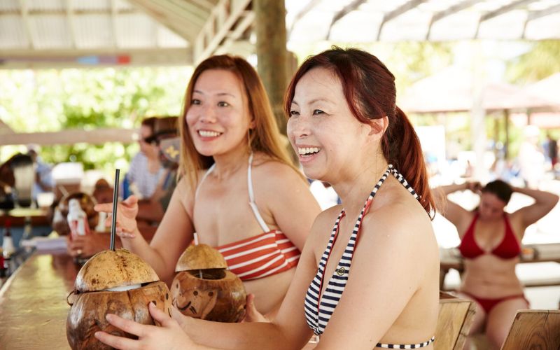 Women having a drink at Princess Cays bar