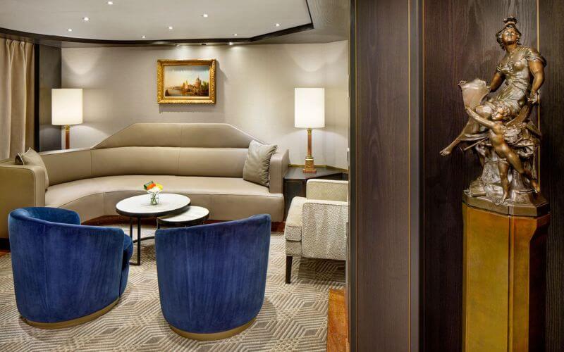 Pinnacle Suite living room on Holland America Line cruise ship